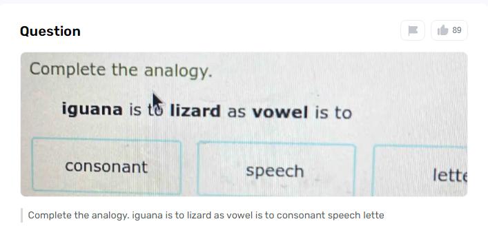 What is the Relationship Between a Vowel and its Equivalent as Iguana to Lizard?